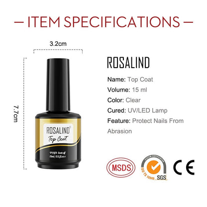 ROSALIND Nail Top Base Coat | Nail Art Gel Polish UV LED Lamp Paint 