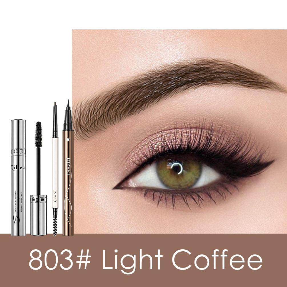 QIBEST 3pcs Eye Makeup Set Mascara Eyebrow Eyeliner Pencil