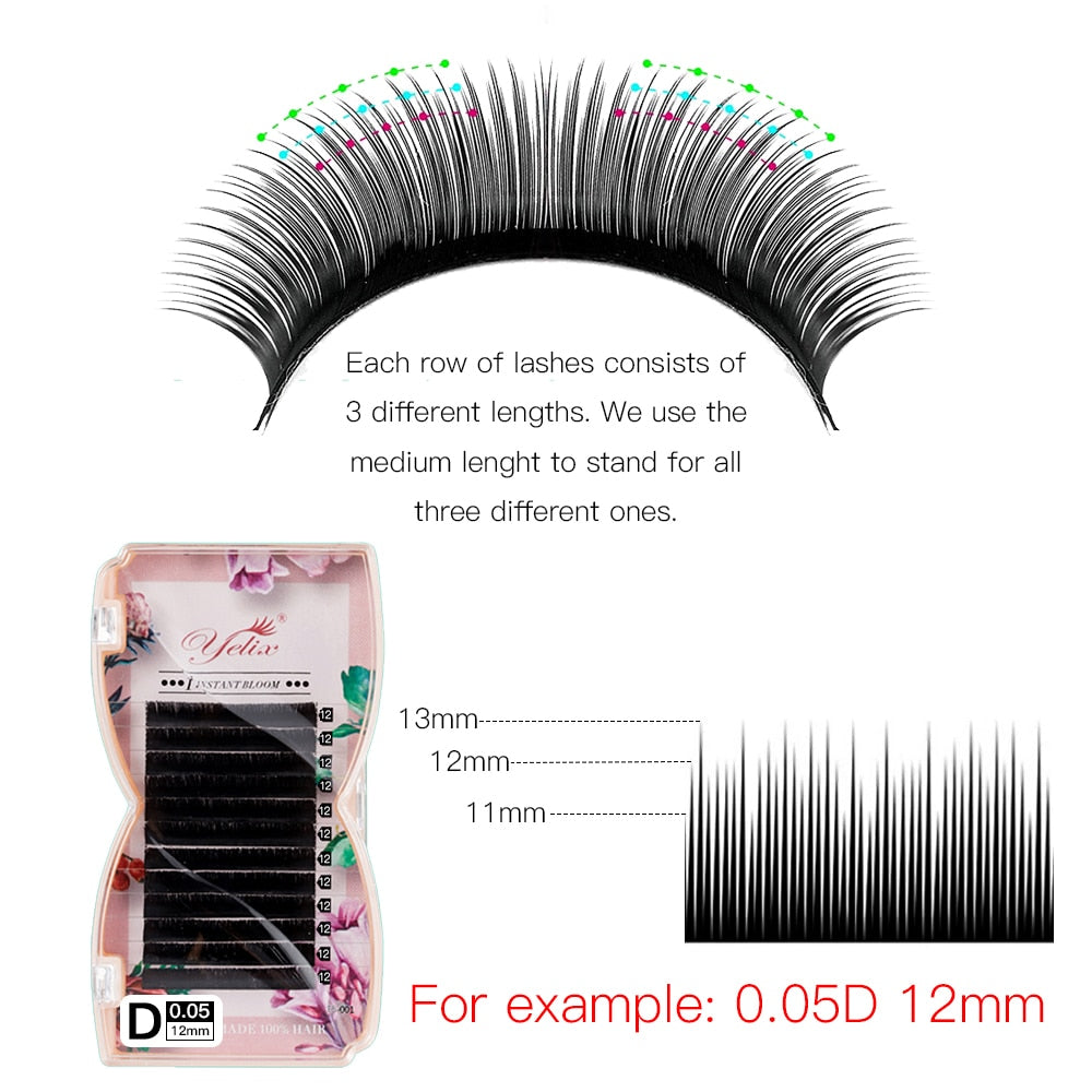 Yelix Fan 3D Mink Eyelashes | False Eyelash Extension Natural Lashes