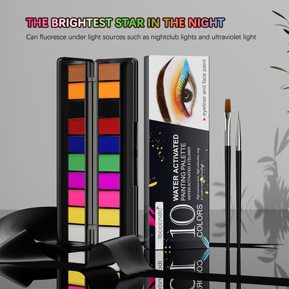 Neon UV Pigment Palette Body Paint Face, Eyeshadow Eyeliner Camouflage
