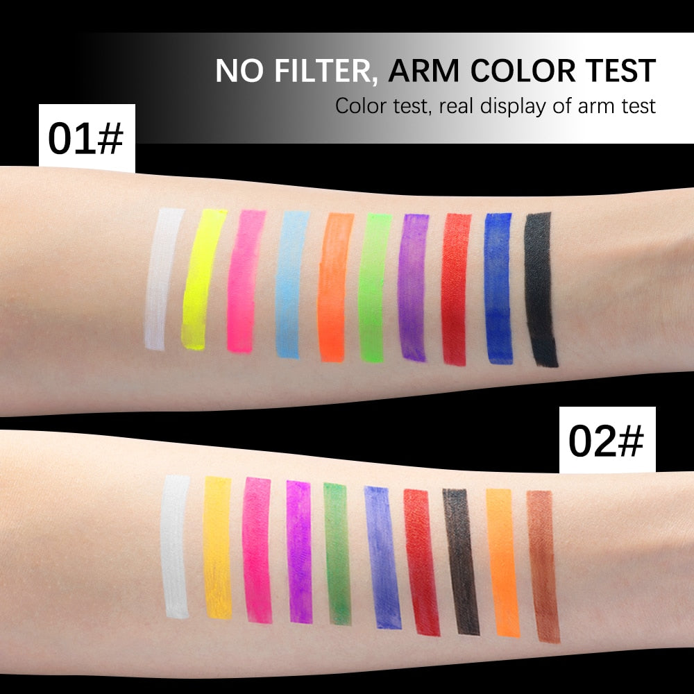Neon UV Pigment Palette Body Paint Face, Eyeshadow Eyeliner Camouflage