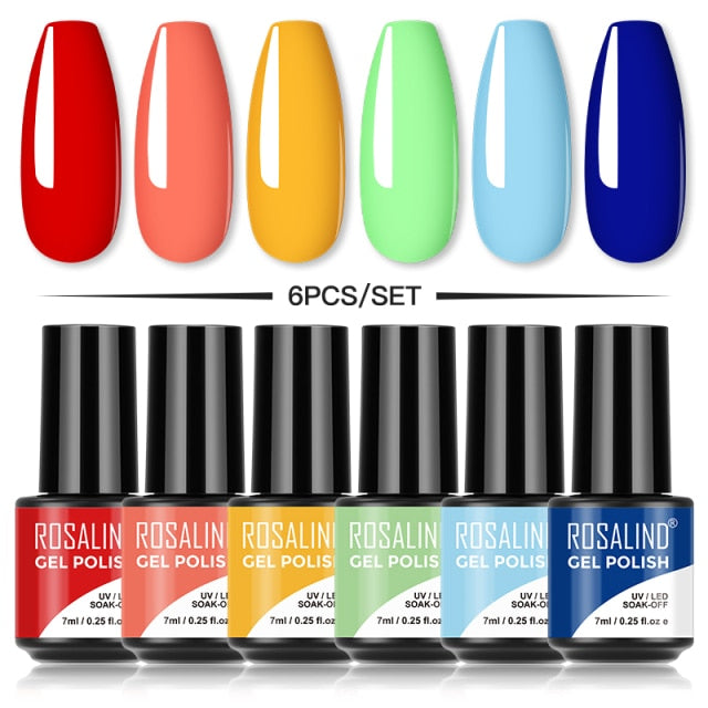 Manicure UV Nail Polish Glitter Set | 7ml 6PCS Nail Paint Set