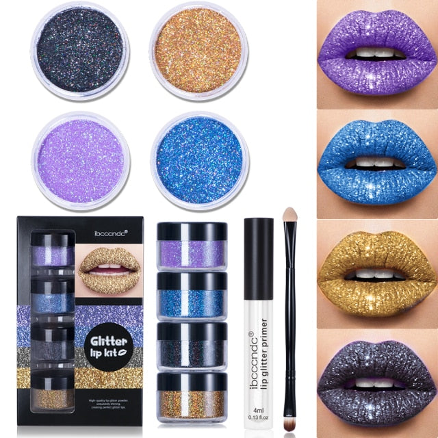 Shinning Lips Glitter Lipstick | 4color/Set Glitter Lip Kit | Lip Gloss